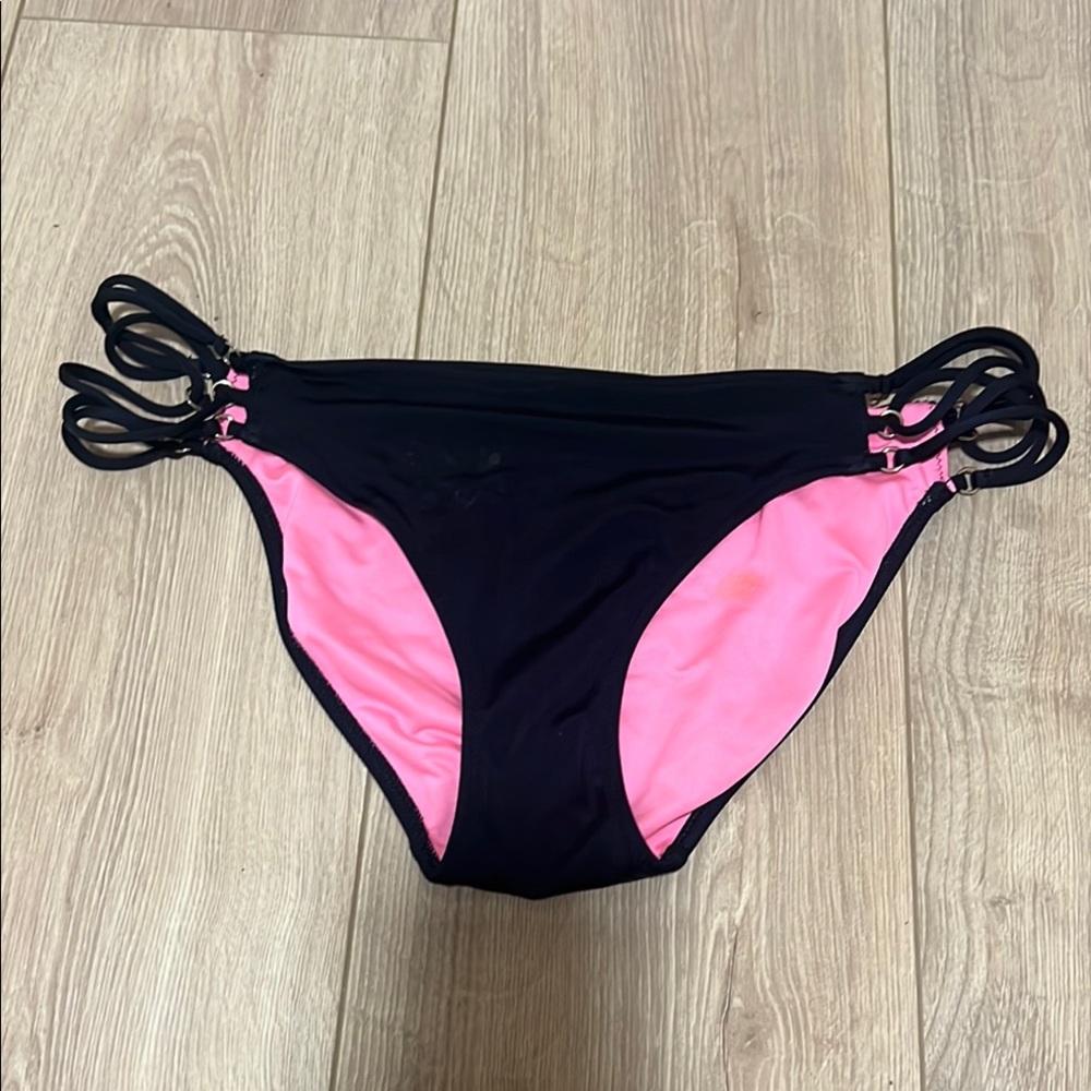 PINK Victoria's Secret Black and Pink Strappy Bikini